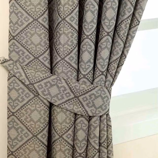 Homescapes Aztec Jacquard Curtain Tie Back Pair in Grey