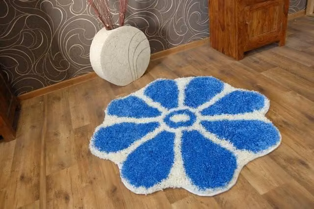 RugsX Blue Round Shaggy Rug, Diameter: 120 cm