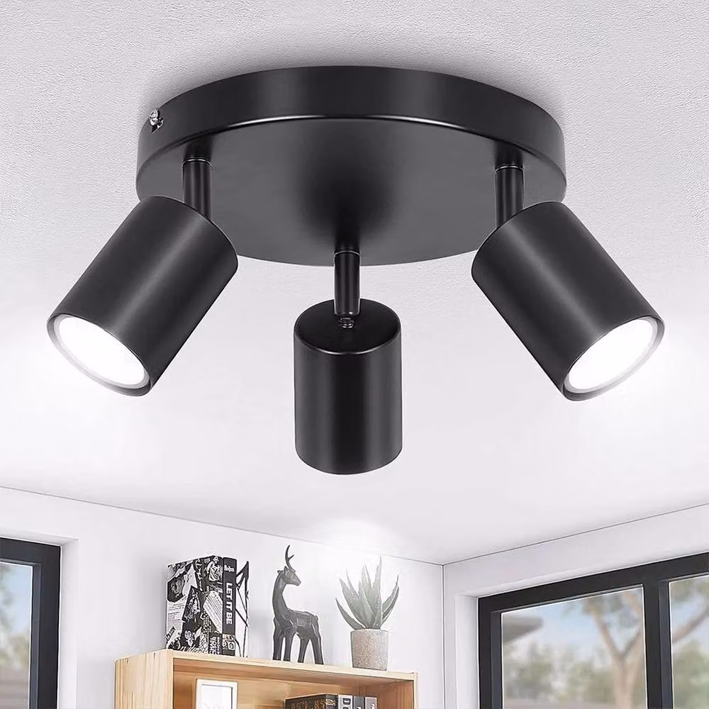 KORVIXA 3 Way Adjustable Round LED Ceiling Spotlight in Black – 5
