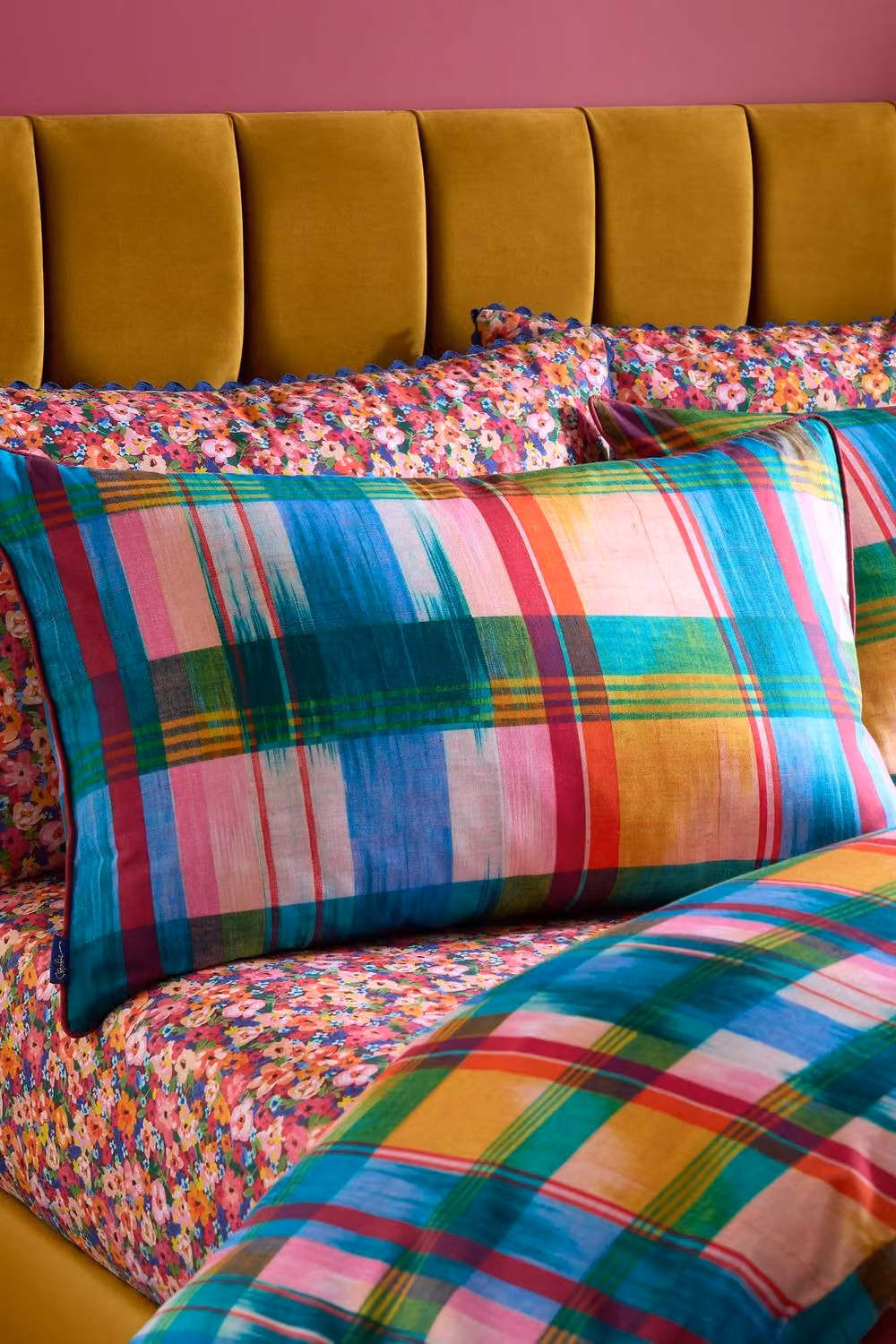 Sophie Robinson Wanderweave Ikat Check Reversible 100% Cotton Duvet Cover Set, Multicolour, W: 200 cm x H: 200 cm – 2