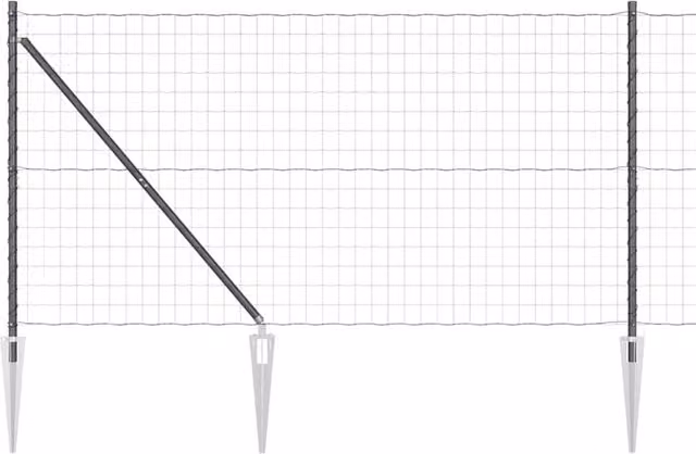 Berkfield Home Euro Fence in Grey Galvanised Steel with 7 Spike Posts, W: 10 m, H: 1.2 m – 1