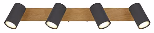 Globo Lighting Brown and Grey Metal and Wood Ceiling Light, Width: 60 cm, 4 Bulbs – 3