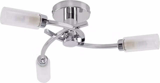ValueLights Modern 3 Way Spiral Flush Chrome Ceiling Light Fitting with Transparent Glass Shades in Silver