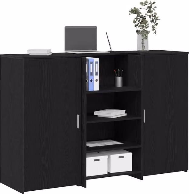 Berkfield Home Reception Desk in Black Oak, W/D/H: 155 x 50 x 103.5 cm