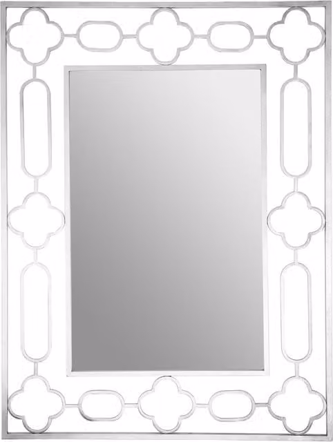 Orsina Merlin Silver Leaf Rectangular Wall Mirror, W: 93 cm, D: 2 cm, H: 124 cm