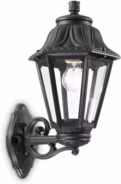 Netlighting Anna Black Outdoor Flush Wall Lantern IP44 with E27 Socket