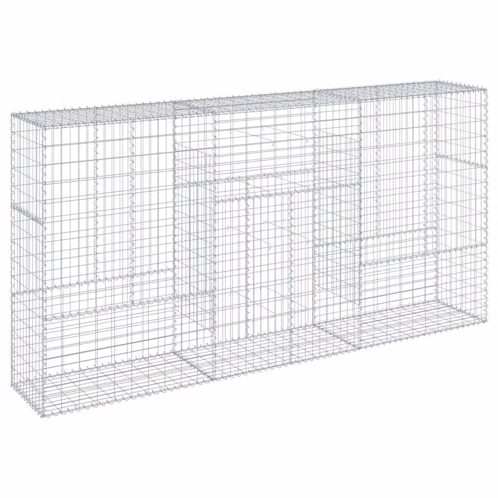 Berkfield Home Silver Galvanised Steel Gabion Basket with Cover, W: 300 cm, D: 50 cm, H: 150 cm – 2