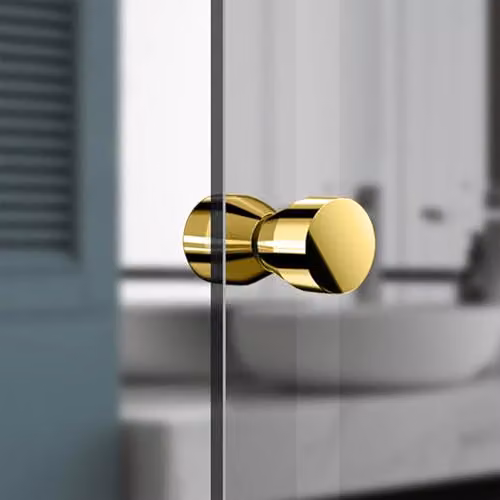 Nes Home Cone Brushed Brass Aluminium Shower Door Knob Handle in Gold – 2
