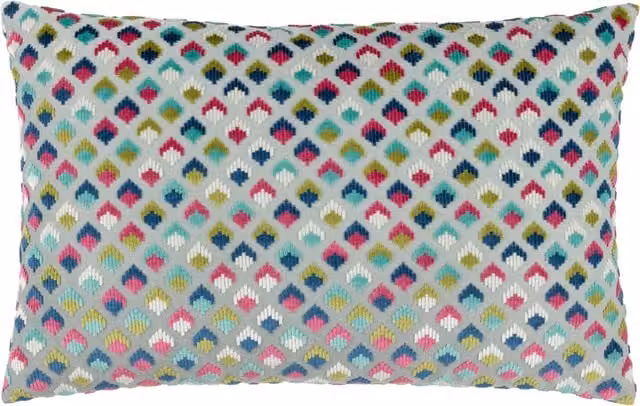 Make It A Home Lexington Velvet Jacquard Rectangular Cushion in Grey and Pink