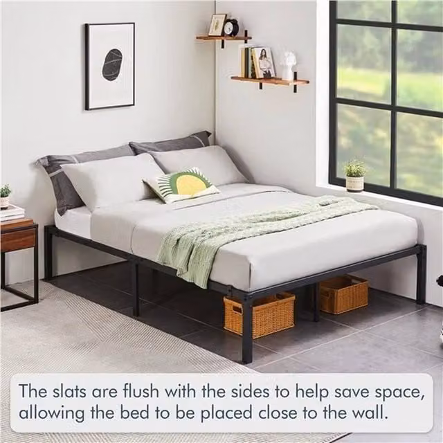 PAWNORA Metal Platform Bed Frame in Black, W/D/H: 200 x 150 x 41 cm – 1