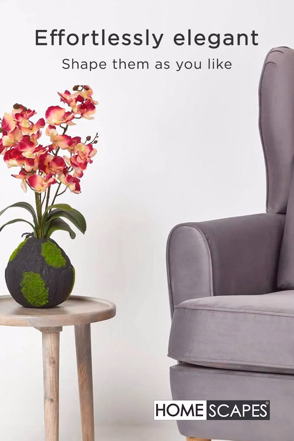 Homescapes Pink, Black and Green Oriental Phalaenopsis Artificial Orchid with Textile and Stone Base, Height: 60 cm, W/D/H: 18 x 18 x 60 cm – 5
