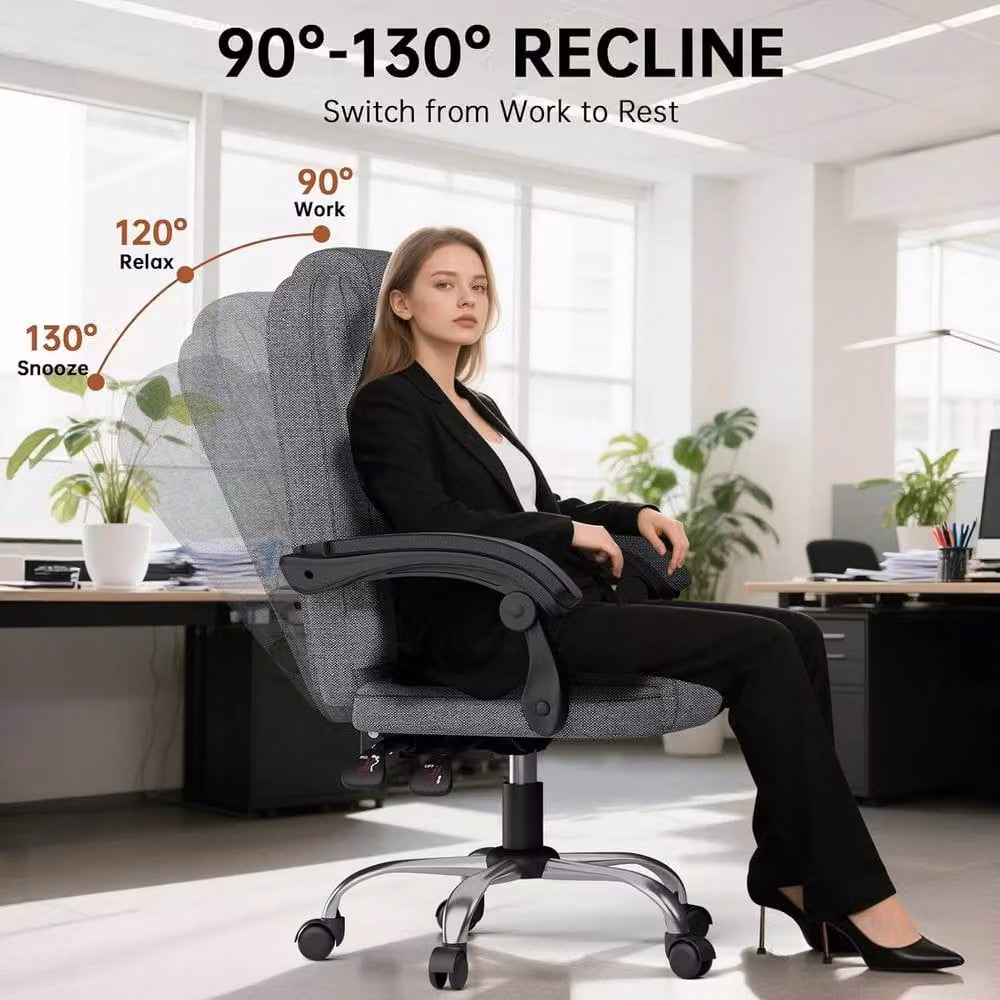 Gartistgo Ergonomic Fabric Executive Office Chair in Grey with Headrest and Armrests – 4