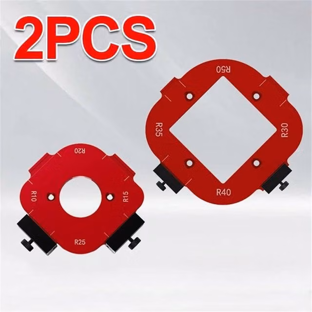 Kelvenix 2-Piece 4-in-1 Aluminum Alloy Woodworking Corner Radius Router Jig in Red