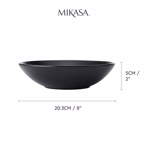 Mikasa Jardin Midnight 4-Piece Black Stoneware Pasta Bowl Set, Diameter: 20 cm – 2