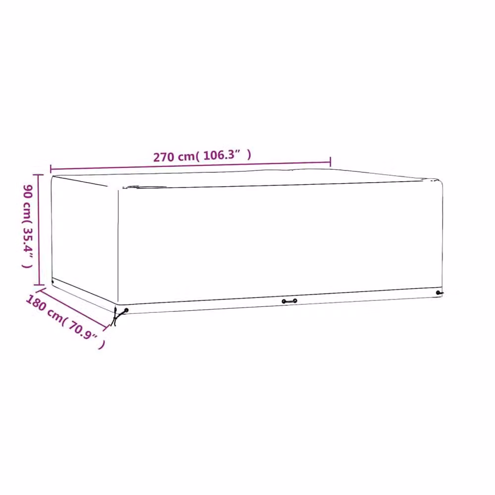 Berkfield Home Durable Rectangular Garden Furniture Cover with 12 Eyelets, Black, W/D/H: 270 x 180 x 90 cm – 5
