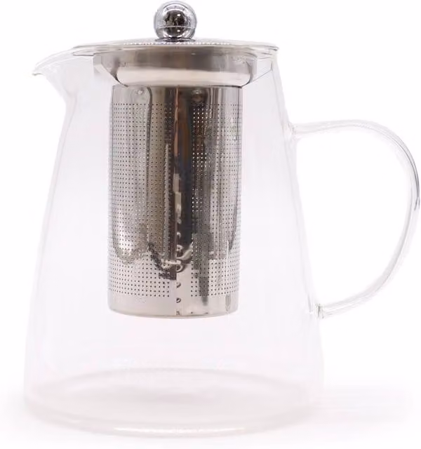 KDMD Glass Infuser Teapot Flask, 950ml, Transparent, Stovetop Safe