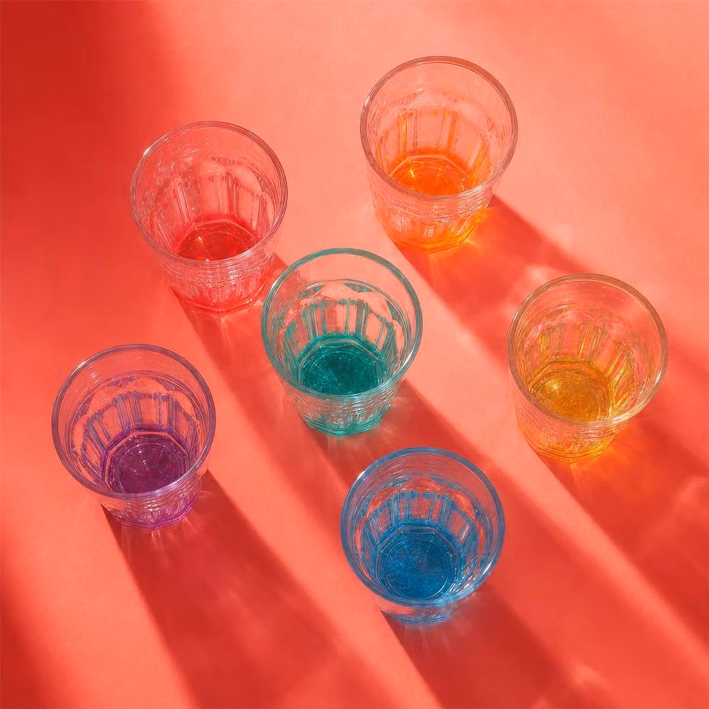 Argon Tableware Geometric Panelled Shot Glasses with Multicolour Base, 55ml, Pack of 12 – 3