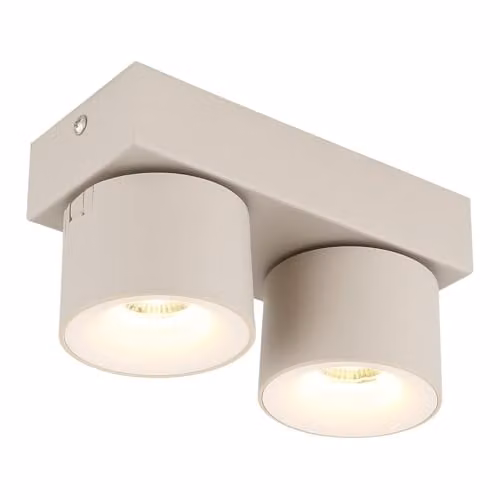 Globo Lighting Rae Twin Ceiling Spotlight, Sand Grey, W/D/H: 20.5 x 12 x 12 cm