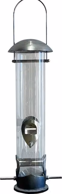 Heavy Duty Aluminium Bird Seed Feeder with 4 Feeding Ports in Silver