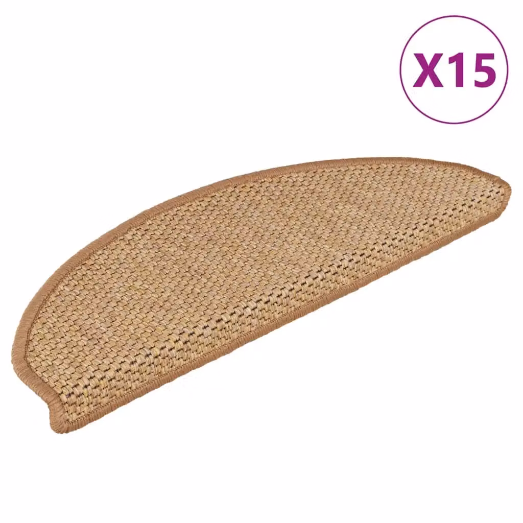 Berkfield Home Self-adhesive Sisal-Look Stair Mats, Orange, 15 Pieces, W: 65 cm, D: 21 cm, H: 4 cm – 2