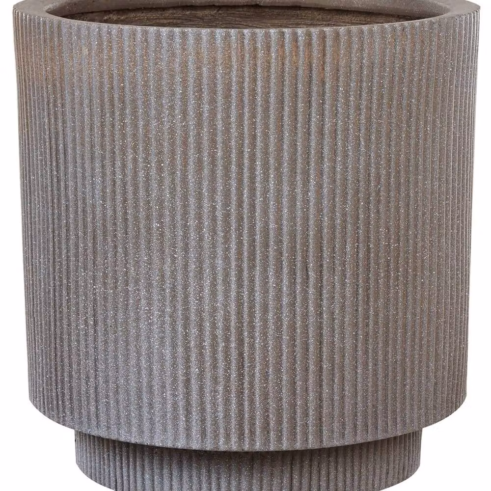 Wyld and Coco Beige Fibre Clay Planter with Vertical Rib Finish, Height: 37 cm – 2