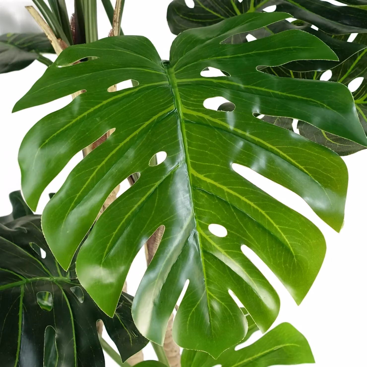 Leaf 150 cm Artificial Monstera Plant in a Gold Planter with Black Pot, Green – 3