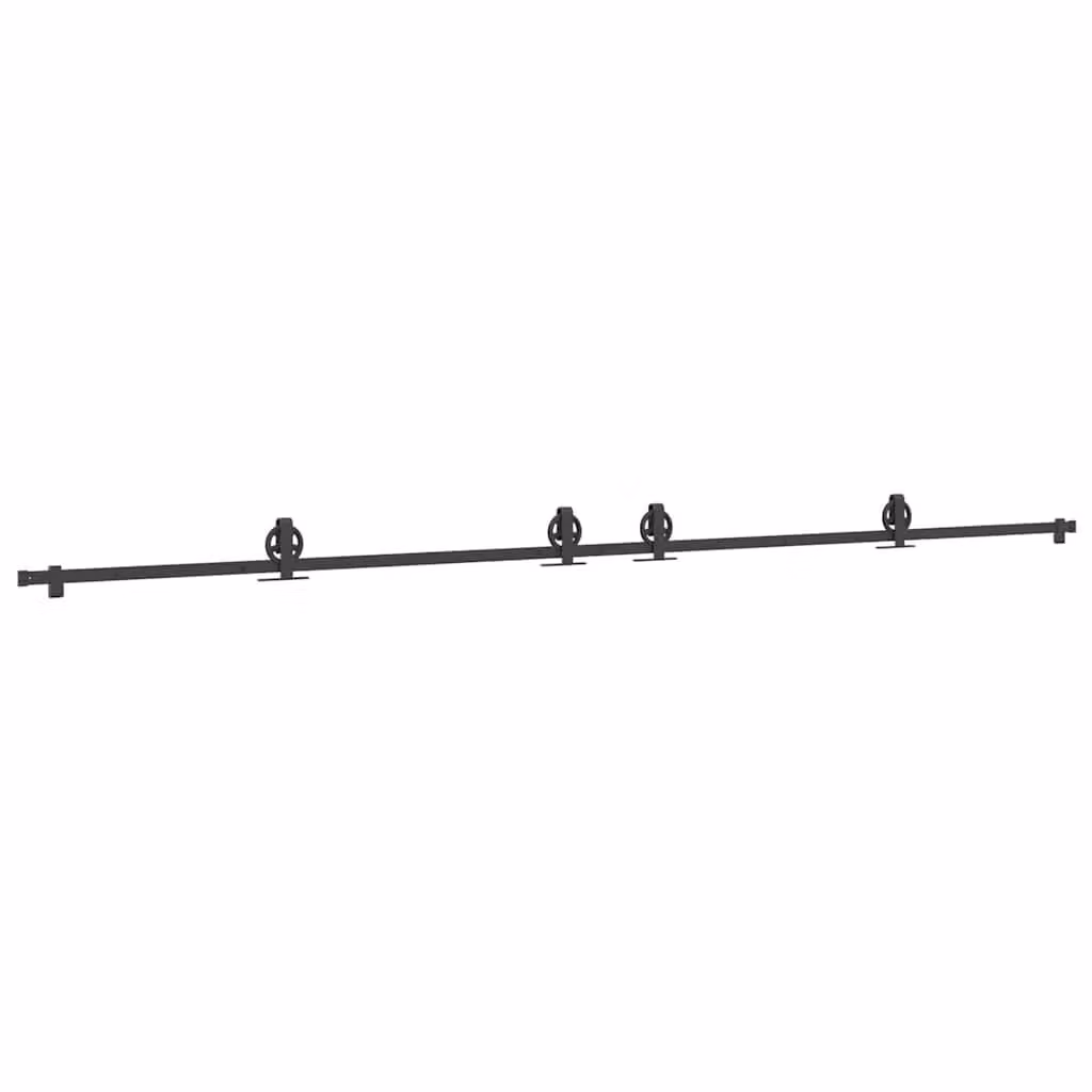 Berkfield Home Sliding Door Hardware Kit, Black Steel, 400 cm – 1