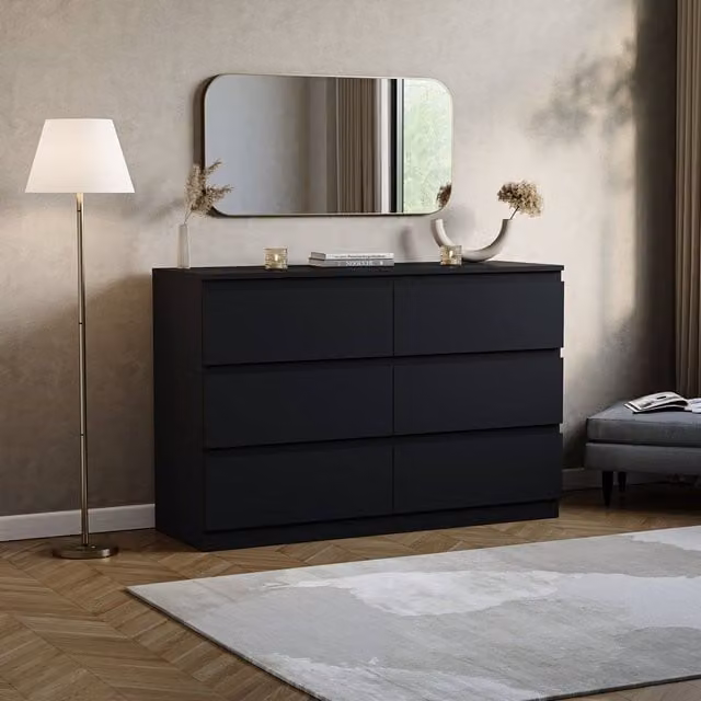 HD Designs Denver 6 Drawer Chest of Drawers in Black