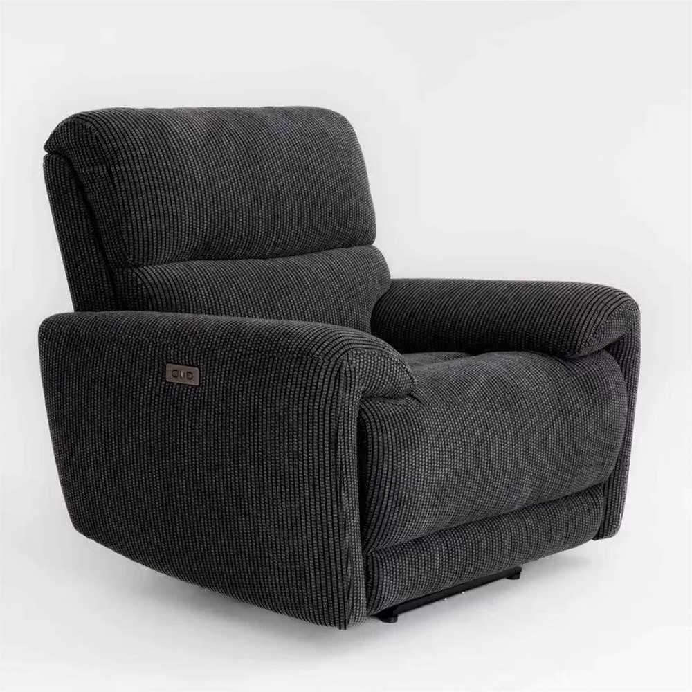 Furnishings For Less UK Carla 3 Piece Electric Reclining Sofa Suite in Black Fabric with USB Charging – 2