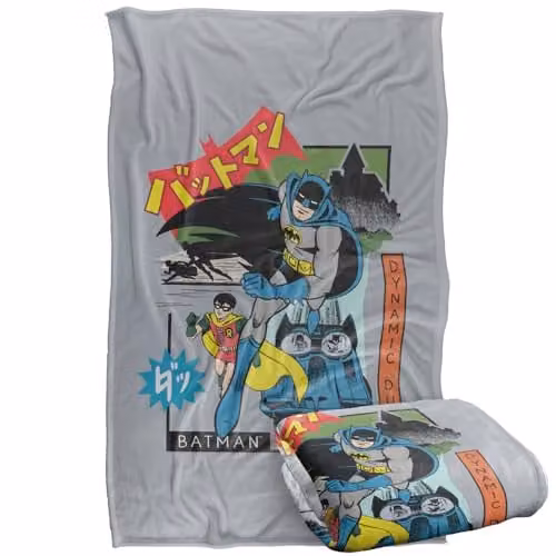 LOGOVISION Batman and Robin Kanji Super Soft Fleece Throw Blanket, Multicolour, W: 91.44 cm x D: 147 cm