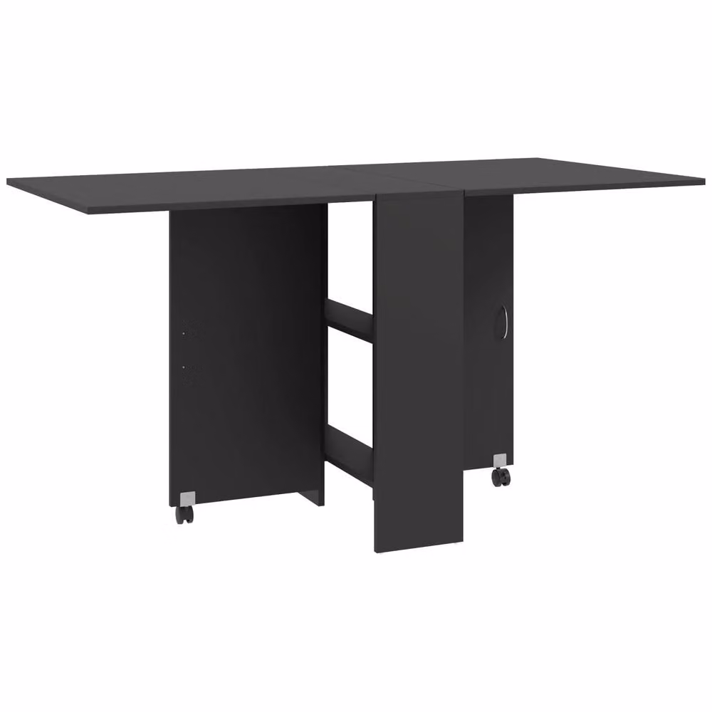 Wyld Haus Kafa Laso Black Drop Leaf Folding Dining Table with Shelves and Castors, W/D/H: 75 x 75 x 75 cm – 2
