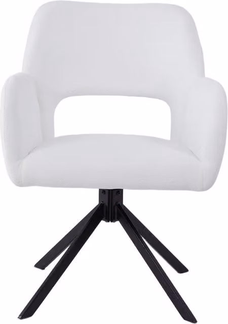 Livingandhome Minimalist White Bouclé Swivel Lounge Chair with Armrests and Metal Legs