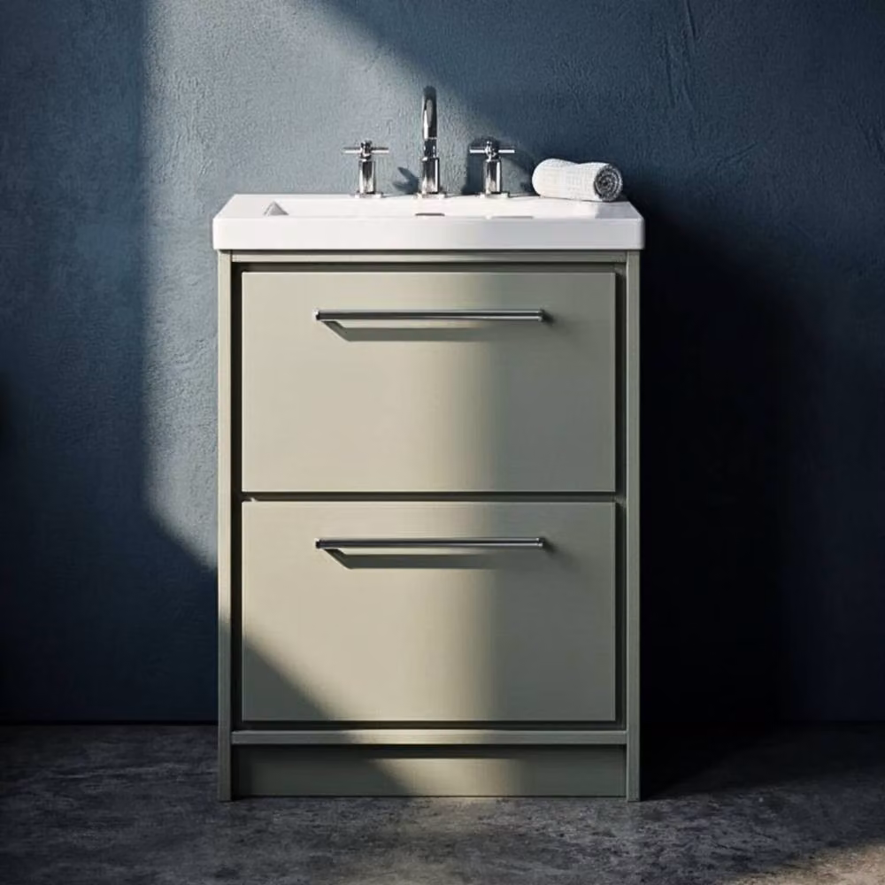 Balterley Modern Green Matt Fireclay Basin with 2 Soft Close Drawers, Width: 60 cm – 3
