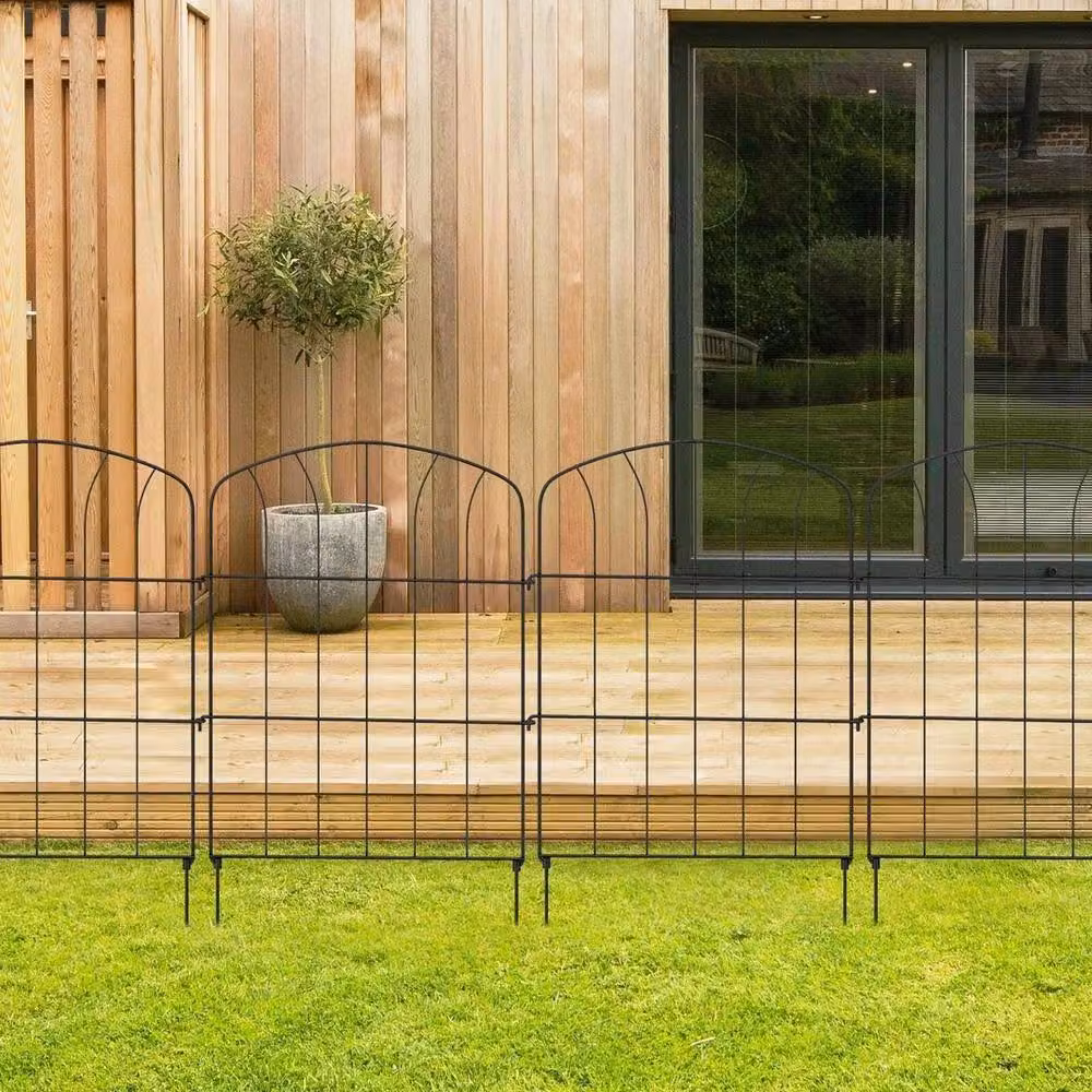 NESTLUNE 25-Piece Decorative Black Powder-Coated Metal Garden and Pet Fence Panels, H: 33 cm x W: 15 cm x D: 62 cm – 3