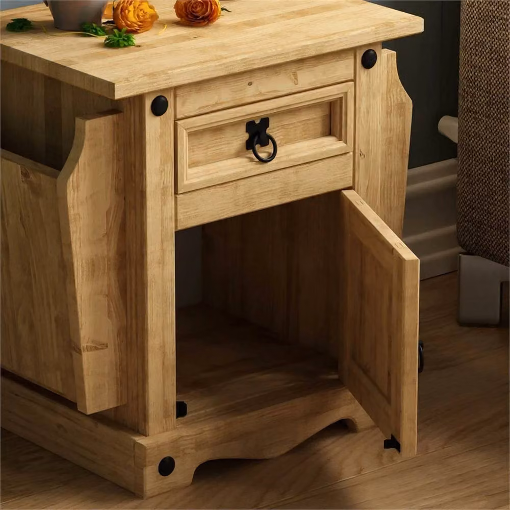 Nordara Brown Solid Waxed Pine 1 Drawer Mexican Cupboard Unit W: 100 cm, D: 100 cm – 3