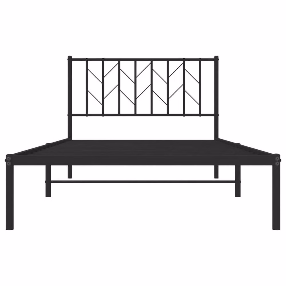 Berkfield Home Modern Metal Bed Frame with Headboard in Black, W: 107 cm, L: 203 cm – 3