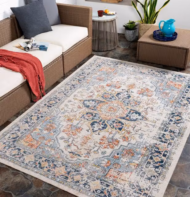 Livabliss Huntington Beach Vintage In & Outdoor Rug in Blue, Beige and Orange, W: 80 cm, L: 220 cm – 1