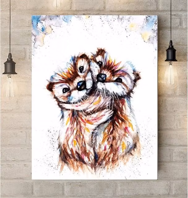 Be Coventry Loving Otters Multicolour Canvas Wall Art, W: 81.28 cm, H: 60.96 cm, D: 1.0 cm