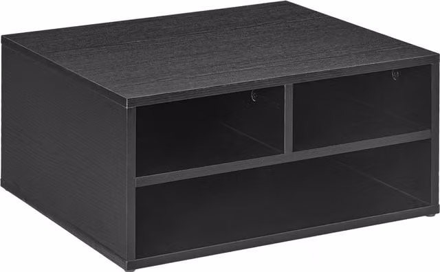 HOMCOM Black 2-Tier Desktop Printer Stand and Desk Organiser with 3 Open Compartments for your Home Office