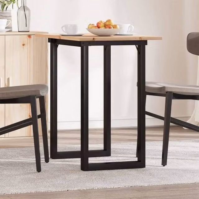 Berkfield Home O-Frame Rectangular Dining Table in Brown Solid Pine and Steel, W/D/H: 80 x 50 x 75 cm – 1