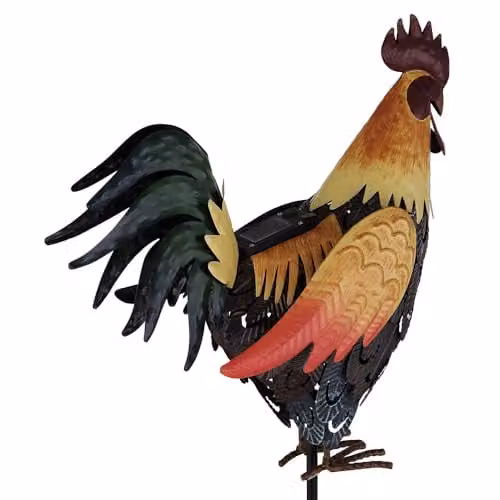 Globo Lighting Solar Rooster Garden Decoration Metal LED Warm White Ground Spike Figure H x W x D: 100 x 13 x 13 cm – 3