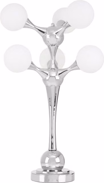 Interiors by Premier Heba 6 Light Chrome Table Lamp with White Glass Shades in Silver