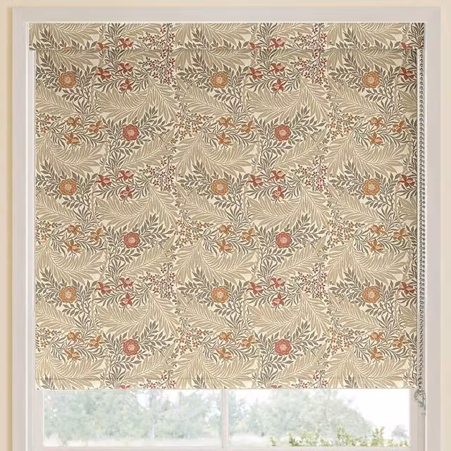 William Morris At Home Larkspur Translucent Made to Measure Roller Blind, Floral Pattern, Multicolour Brown and Beige