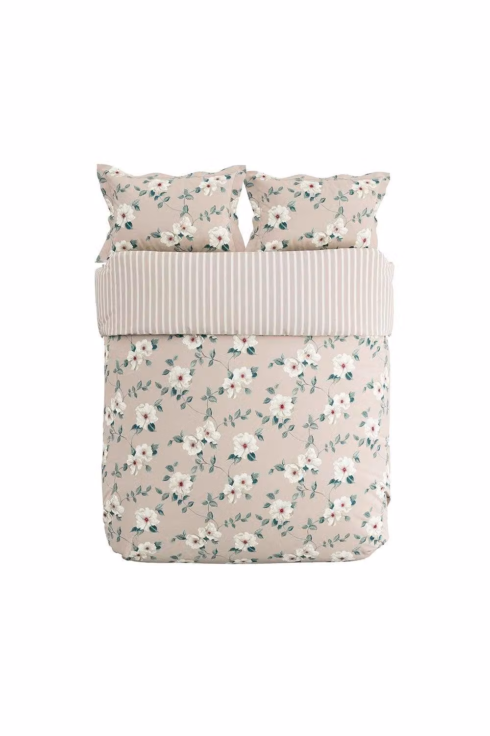 Sanderson Pink and White Floral Cotton Percale Duvet Cover and Pillowcase Set, W: 180 cm, D: 200 cm – 2