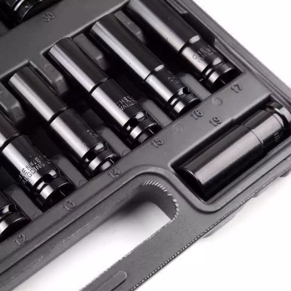 Kelvenix 20-Piece 1/2 Inch Drive Metric Deep Impact Socket Set, 8-32mm, Black Steel – 6