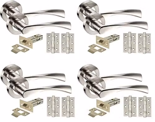 Golden Grace Twist Astrid Door Handles with 64mm Latch in Duo Chrome Gold and Silver Finish