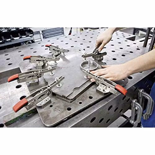 Bessey STC-HH50 Self-Adjusting Horizontal Toggle Clamp with Open Arm, Grey and Red, 40 mm – 3