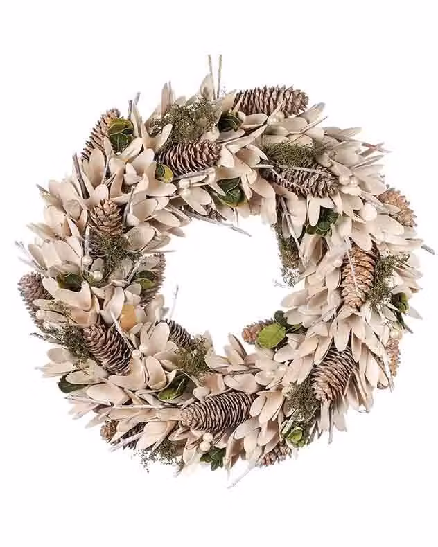 Dibor Islington White and Green Festive Christmas Door Wreath, Diameter: 40 cm – 2
