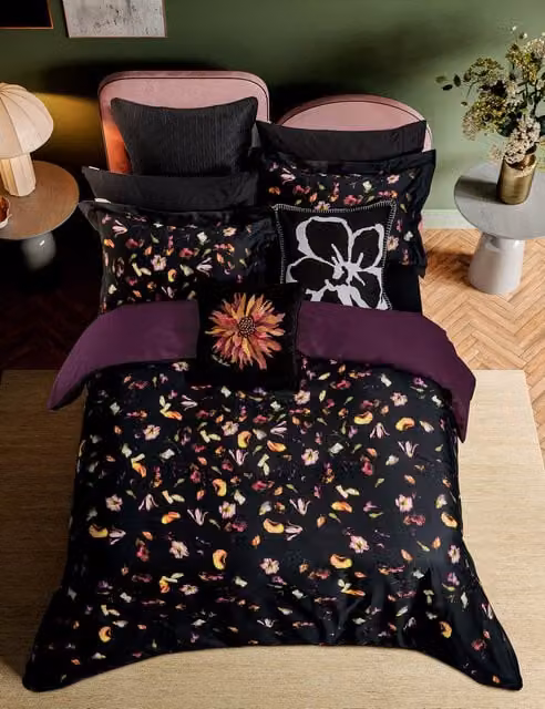 Ted Baker Reversible Scattered Floral Cotton Percale Bedding Set, Multicolour, W: 140 cm, L: 200 cm