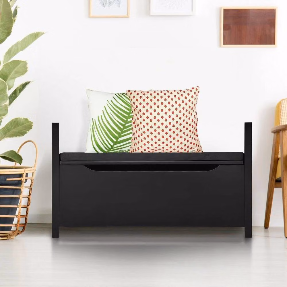 KORVIXA 2-in-1 Black Wooden Shoe Bench and Storage Cabinet – 3